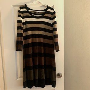Nine West Striped Size Large Knee-Length Dress